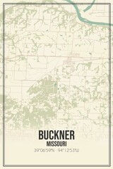 Retro US city map of Buckner, Missouri. Vintage street map.