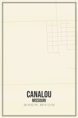 Retro US city map of Canalou, Missouri. Vintage street map.