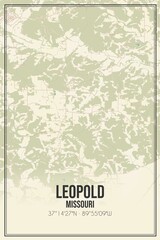 Retro US city map of Leopold, Missouri. Vintage street map.