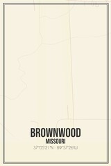Retro US city map of Brownwood, Missouri. Vintage street map.
