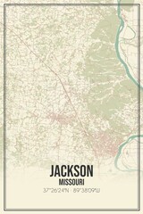 Retro US city map of Jackson, Missouri. Vintage street map.