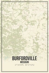 Retro US city map of Burfordville, Missouri. Vintage street map.