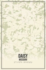 Retro US city map of Daisy, Missouri. Vintage street map.