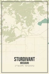 Retro US city map of Sturdivant, Missouri. Vintage street map.