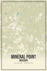 Retro US city map of Mineral Point, Missouri. Vintage street map.