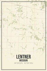 Retro US city map of Lentner, Missouri. Vintage street map.