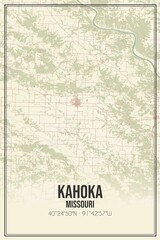 Retro US city map of Kahoka, Missouri. Vintage street map.
