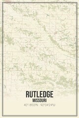 Retro US city map of Rutledge, Missouri. Vintage street map.