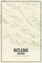 Retro US city map of Rutledge, Missouri. Vintage street map.