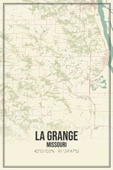 Retro US city map of La Grange, Missouri. Vintage street map.