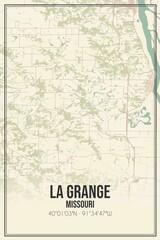 Fototapeta premium Retro US city map of La Grange, Missouri. Vintage street map.