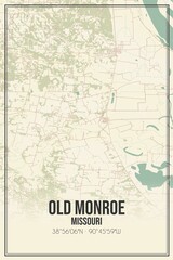 Retro US city map of Old Monroe, Missouri. Vintage street map.