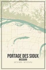 Retro US city map of Portage Des Sioux, Missouri. Vintage street map.
