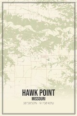 Retro US city map of Hawk Point, Missouri. Vintage street map.