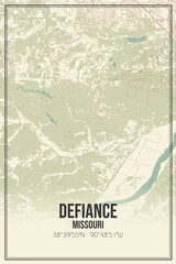 Retro US city map of Defiance, Missouri. Vintage street map.