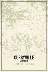 Retro US city map of Curryville, Missouri. Vintage street map.