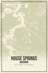 Retro US city map of House Springs, Missouri. Vintage street map.