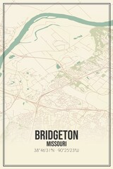 Retro US city map of Bridgeton, Missouri. Vintage street map.