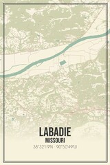 Retro US city map of Labadie, Missouri. Vintage street map.