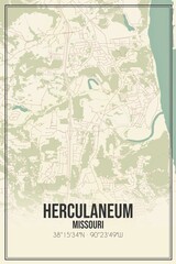 Retro US city map of Herculaneum, Missouri. Vintage street map.