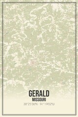 Retro US city map of Gerald, Missouri. Vintage street map.