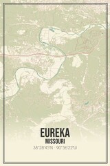 Retro US city map of Eureka, Missouri. Vintage street map.