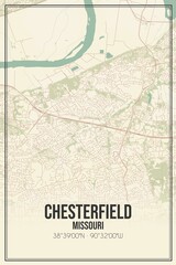 Retro US city map of Chesterfield, Missouri. Vintage street map.
