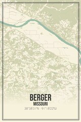 Retro US city map of Berger, Missouri. Vintage street map.