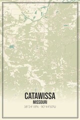 Retro US city map of Catawissa, Missouri. Vintage street map.
