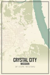 Retro US city map of Crystal City, Missouri. Vintage street map.