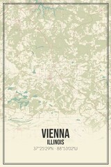 Retro US city map of Vienna, Illinois. Vintage street map.