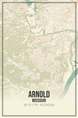 Retro US city map of Arnold, Missouri. Vintage street map.