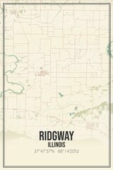 Retro US city map of Ridgway, Illinois. Vintage street map.