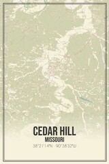 Retro US city map of Cedar Hill, Missouri. Vintage street map.