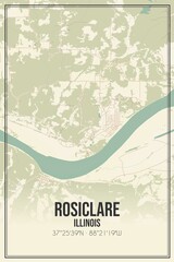 Retro US city map of Rosiclare, Illinois. Vintage street map.