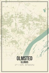 Retro US city map of Olmsted, Illinois. Vintage street map.