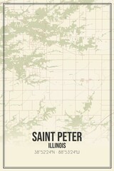 Retro US city map of Saint Peter, Illinois. Vintage street map.