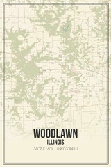 Retro US city map of Woodlawn, Illinois. Vintage street map.