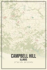 Retro US city map of Campbell Hill, Illinois. Vintage street map.