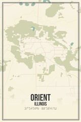 Retro US city map of Orient, Illinois. Vintage street map.