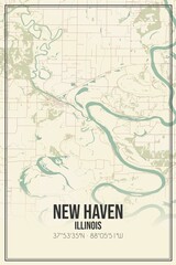 Retro US city map of New Haven, Illinois. Vintage street map.