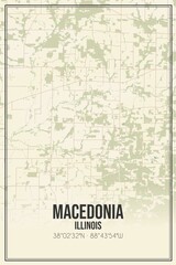 Retro US city map of Macedonia, Illinois. Vintage street map.