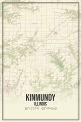 Retro US city map of Kinmundy, Illinois. Vintage street map.