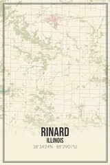 Retro US city map of Rinard, Illinois. Vintage street map.