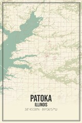 Retro US city map of Patoka, Illinois. Vintage street map.