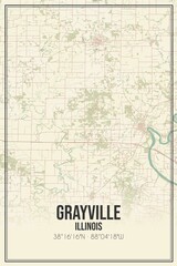 Retro US city map of Grayville, Illinois. Vintage street map.
