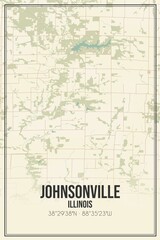 Retro US city map of Johnsonville, Illinois. Vintage street map.
