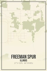 Retro US city map of Freeman Spur, Illinois. Vintage street map.