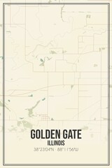 Retro US city map of Golden Gate, Illinois. Vintage street map.