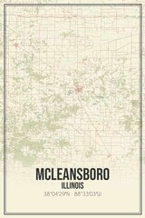 Retro US city map of McLeansboro, Illinois. Vintage street map.